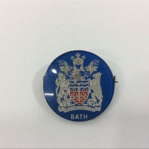 Vintage Bath Aqvae Sulis Souvenir Button Pin Blue
